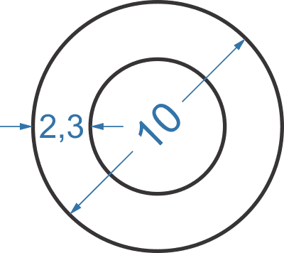 Алюминиевая труба круглая ø 10x2,3 мм без покрытия