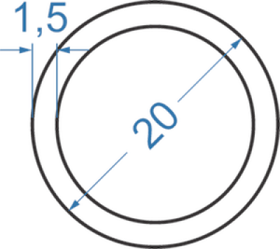 Алюминиевая труба круглая ø 20x1,5 мм без покрытия