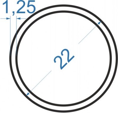 Алюминиевая труба круглая ø 22x1,25 мм, АД31, без покрытия