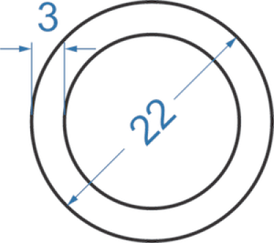 Алюминиевая труба круглая ø 22x3 мм, АД31