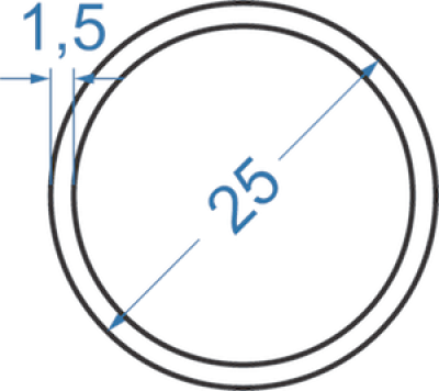 Алюминиевая труба круглая ø 25x1,5 мм, АД31, без покрытия