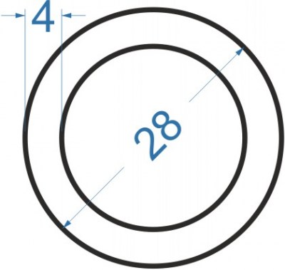 Алюминиевая труба круглая ø 28x4 мм, АД31