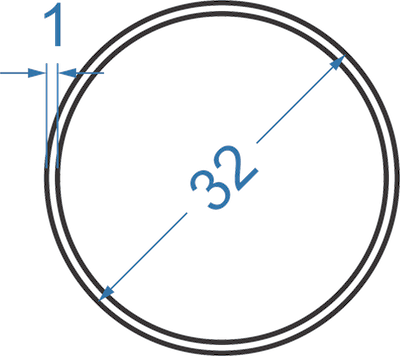 Алюминиевая труба круглая ø 32x1 мм, АД31, без покрытия