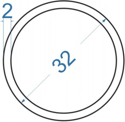 Алюминиевая труба круглая ø 32x2 мм, АД31, без покрытия
