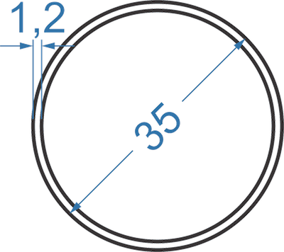 Алюминиевая труба круглая ø 35x1,2 мм, АД31, без покрытия