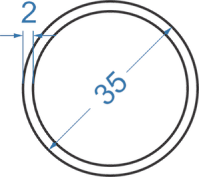 Алюминиевая труба круглая ø 35x2 мм, АД35 (6082)