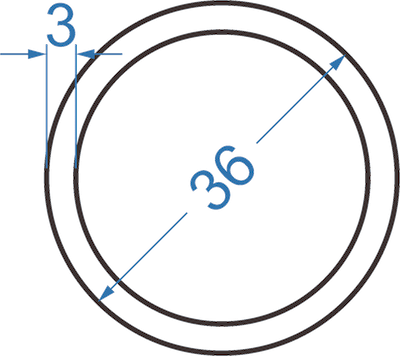 Алюминиевая труба круглая ø 36x3 мм, В95, без покрытия