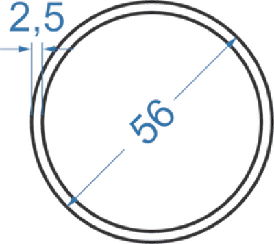 Алюминиевая труба круглая ø 56x2,5 мм, АД35 (6082)