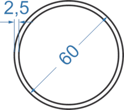 Алюминиевая труба круглая ø 60x2,5 мм, АД31, без покрытия