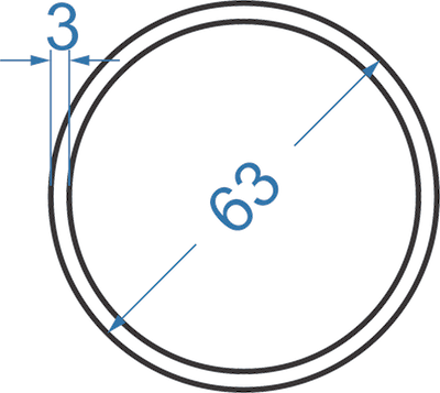Алюминиевая труба круглая ø 63x3 мм, АД35 (6082)
