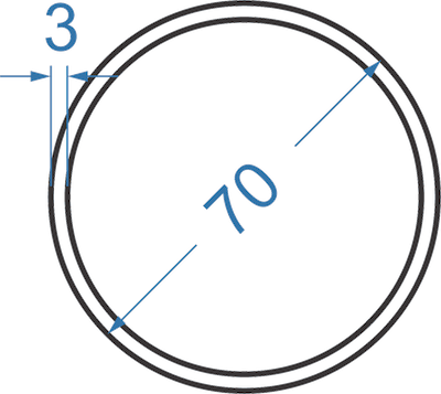 Алюминиевая труба круглая ø 70x3 мм, АД35 (6082)
