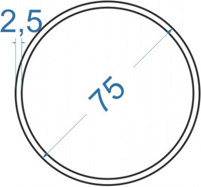 Алюминиевая труба круглая ø 75x2,5 мм, АД31, без покрытия