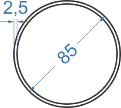 Алюминиевая труба круглая ø 85x2,5 мм, АД31, без покрытия
