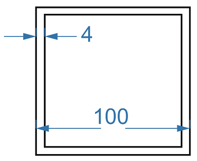 Алюминиевая труба квадратная 100x100x4 мм, АД31