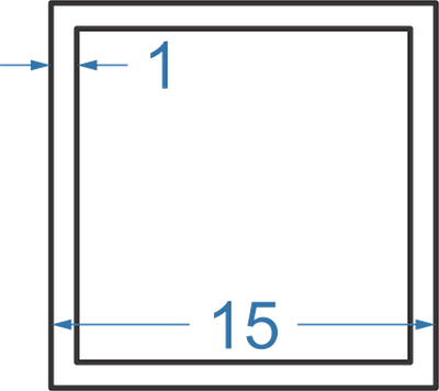 Алюминиевая труба квадратная 15x15x1 мм, АД31, без покрытия