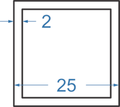 Алюминиевая труба квадратная 25x25x2 мм, АД31, без покрытия
