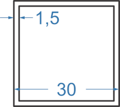 Алюминиевая труба квадратная 30x30x1,5 мм, АД31, без покрытия