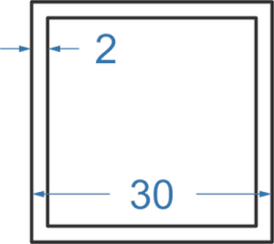 Алюминиевая труба квадратная 30x30x2 мм, АД31, без покрытия