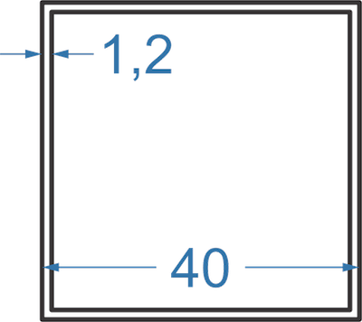 Алюминиевая труба квадратная 40x40x1,2 мм, АД31, без покрытия