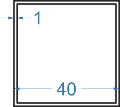 Алюминиевая труба квадратная 40x40x1 мм, АД31, без покрытия