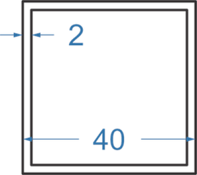 Алюминиевая труба квадратная 40x40x2 мм, АД31, без покрытия