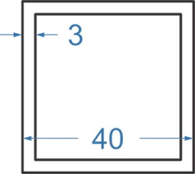 Алюминиевая труба квадратная 40x40x3 мм, АД31, без покрытия