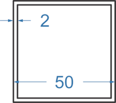 Алюминиевая труба квадратная 50x50x2 мм, АД31, без покрытия