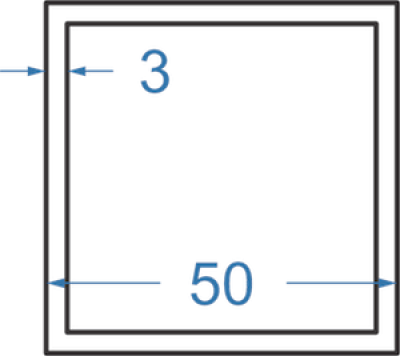 Алюминиевая труба квадратная 50x50x3 мм, АД31, без покрытия