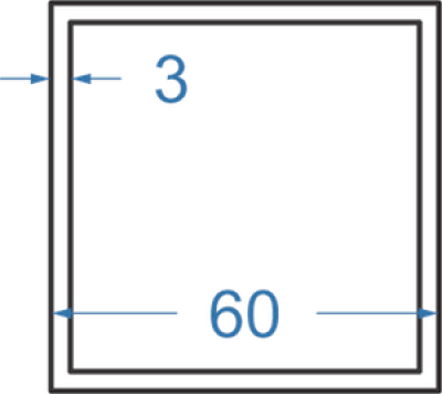 Алюминиевая труба квадратная 60x60x3 мм, АД31