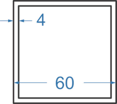 Алюминиевая труба квадратная 60x60x4 мм, АД31