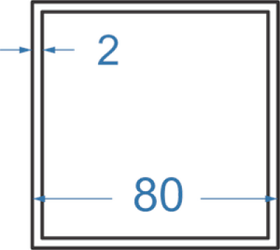 Алюминиевая труба квадратная 80x80x2 мм, АД31