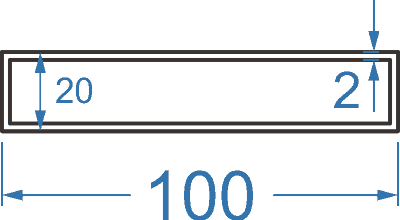 Алюминиевая труба прямоугольная 100x20x2 мм, АД31