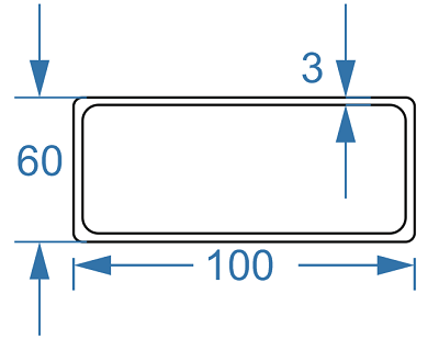 Алюминиевая труба прямоугольная 100x60x3 мм, АД31