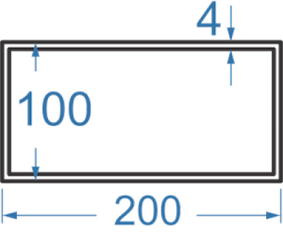 Алюминиевая труба прямоугольная 200x100x4 мм, АД31