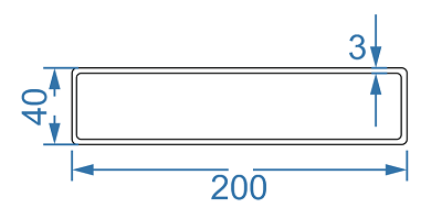 Алюминиевая труба прямоугольная 200x40x3 мм, АД31