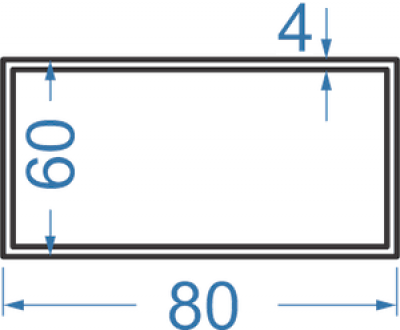 Алюминиевая труба прямоугольная 80x60x4 мм, АД31