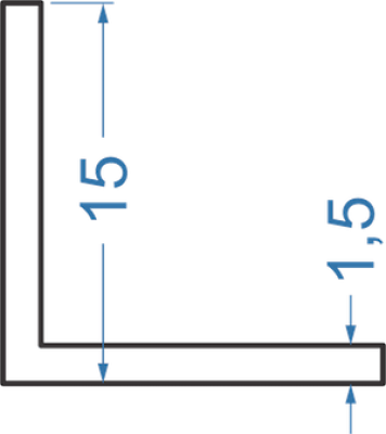 Алюминиевый уголок равносторонний 15x15x1,5 мм, АД31