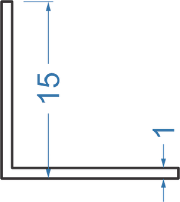 Алюминиевый уголок равносторонний 15x15x1 мм, АД31