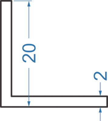 Алюминиевый уголок равносторонний 20x20x2 мм, АМг-5, без покрытия