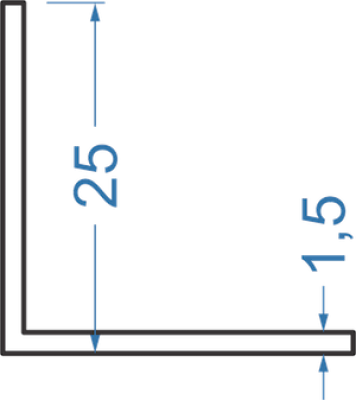 Алюминиевый уголок равносторонний 25x25x1,5 мм, АД31