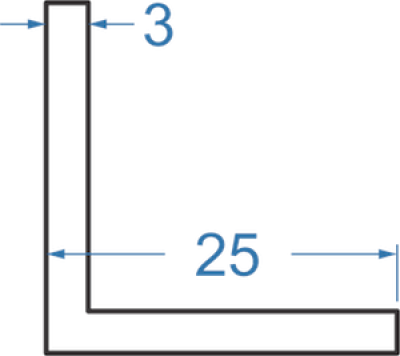 Алюминиевый уголок равносторонний 25x25x3 мм, АД31