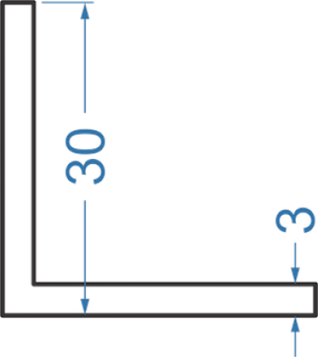 Алюминиевый уголок равносторонний 30x30x3 мм, АМг-5, без покрытия