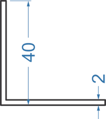 Алюминиевый уголок равносторонний 40x40x2 мм, АД31