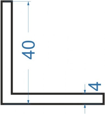 Алюминиевый уголок равносторонний 40x40x4 мм, АД31