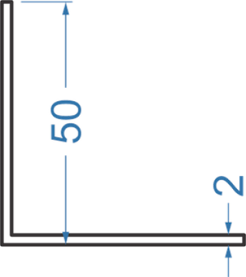 Алюминиевый уголок равносторонний 50x50x2 мм, АД31, без покрытия