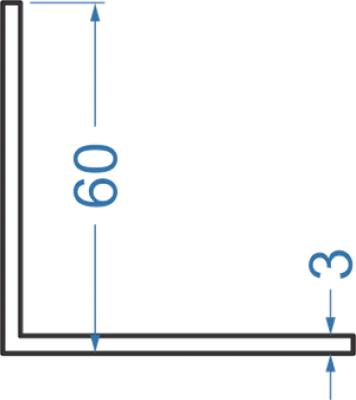 Алюминиевый уголок равносторонний 60x60x3 мм, АД31