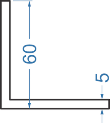 Алюминиевый уголок равносторонний 60x60x5 мм, АД31, без покрытия