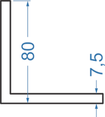 Алюминиевый уголок равносторонний 80x80x7,5 мм, АД31