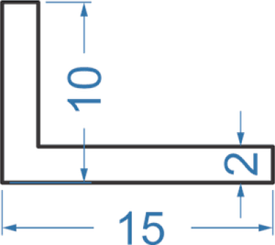 Алюминиевый уголок разносторонний 15x10x2 мм, АД31