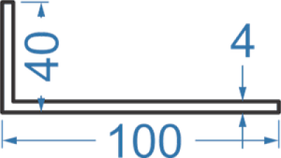 Алюминиевый уголок разносторонний 100х40х4 мм, АД31, без покрытия